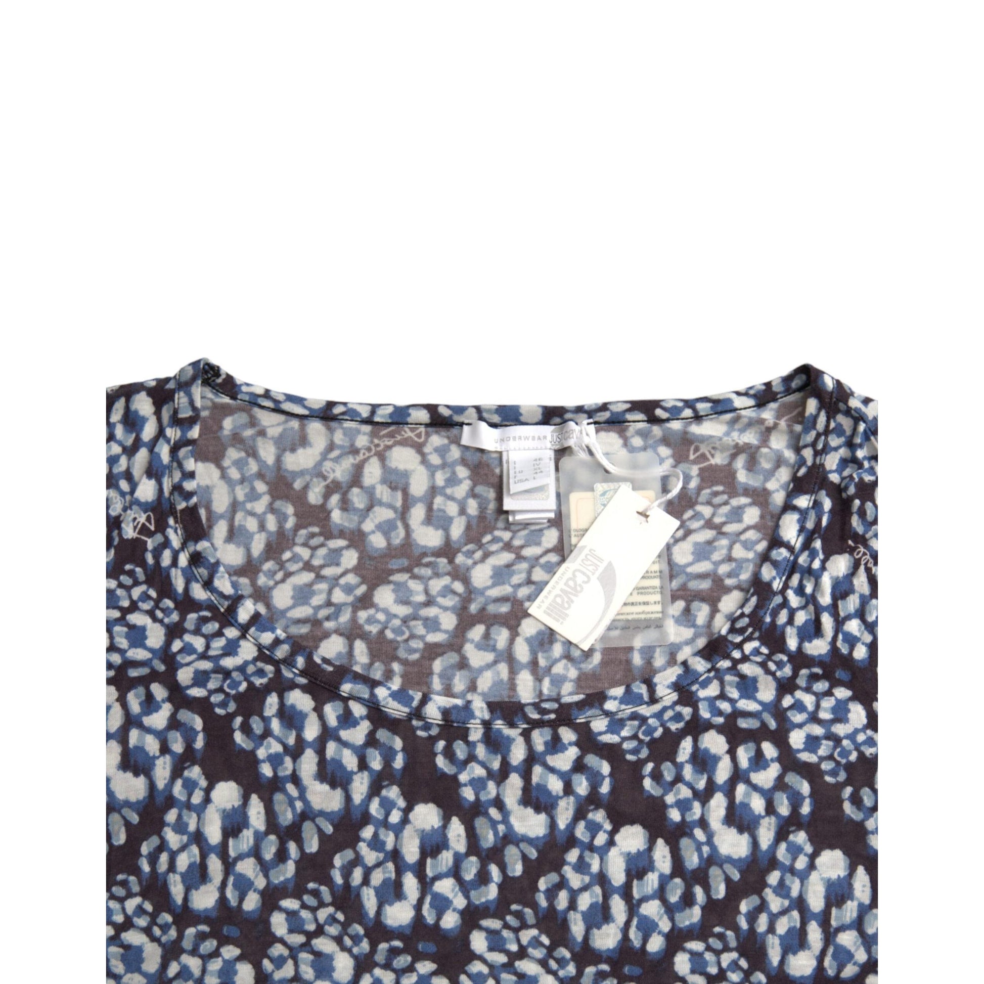 Just Cavalli Blue Floral Lace Long Sleeves Top Underwear Blouse