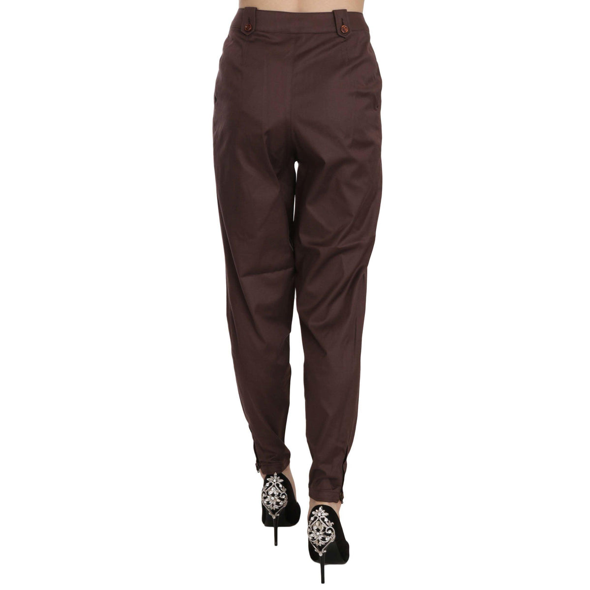 Just Cavalli Brown High Waist Tapered Formal Trousers Pants