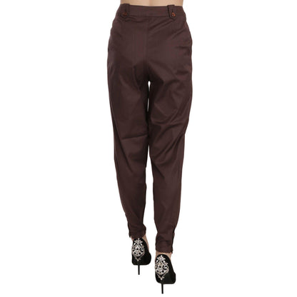 Just Cavalli Brown High Waist Tapered Formal Trousers Pants