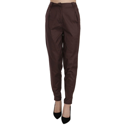 Just Cavalli Brown High Waist Tapered Formal Trousers Pants