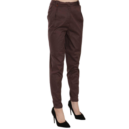 Just Cavalli Brown High Waist Tapered Formal Trousers Pants