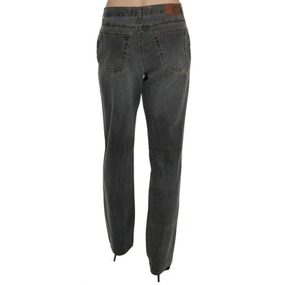 Just Cavalli Gray Washed Mid Waist Straight Denim Pants Jeans