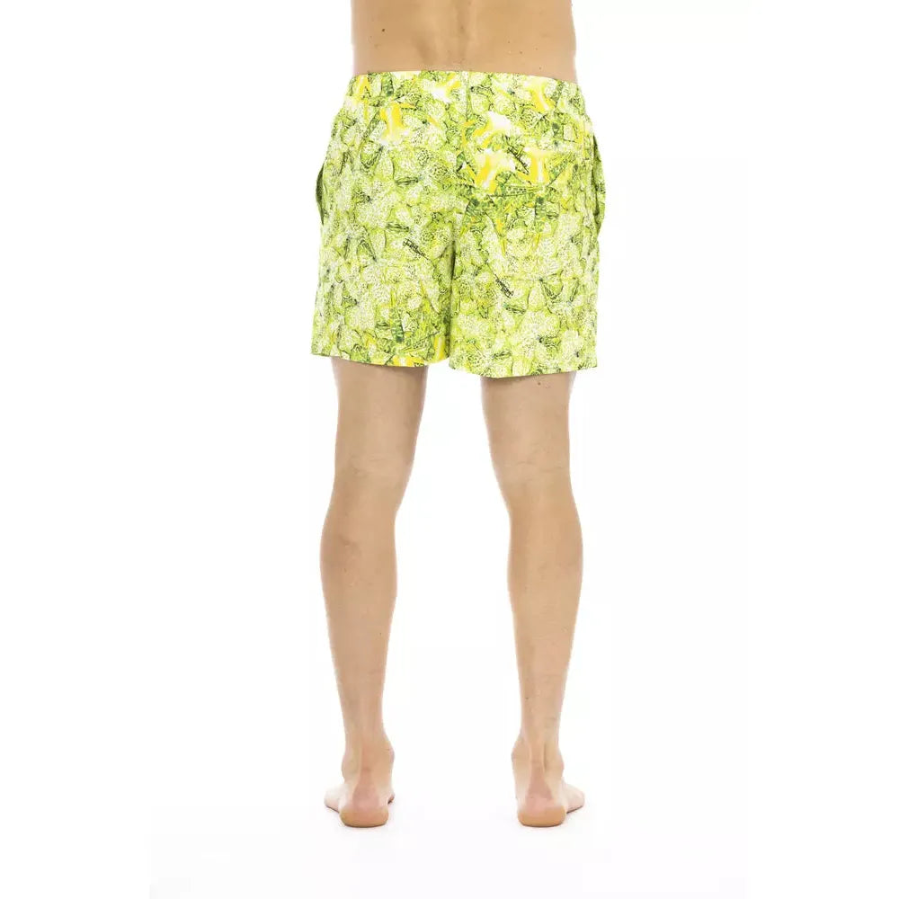 Just Cavalli Green Polyester Men Swim Short