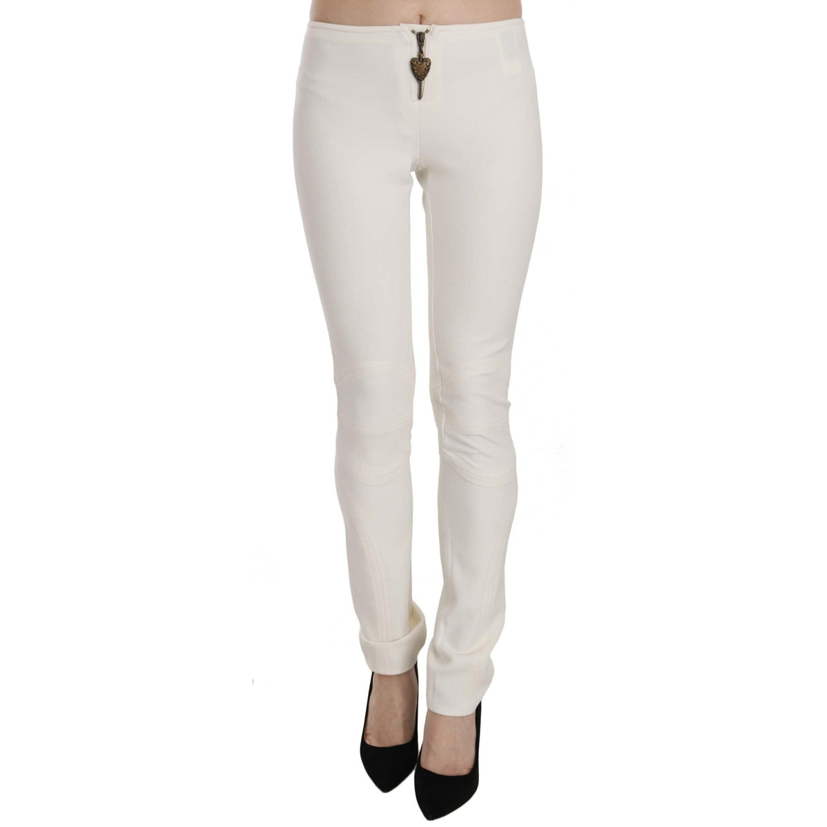 Just Cavalli White Mid Waist Skinny Dress Trousers Pants