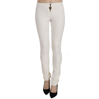 Just Cavalli White Mid Waist Skinny Dress Trousers Pants