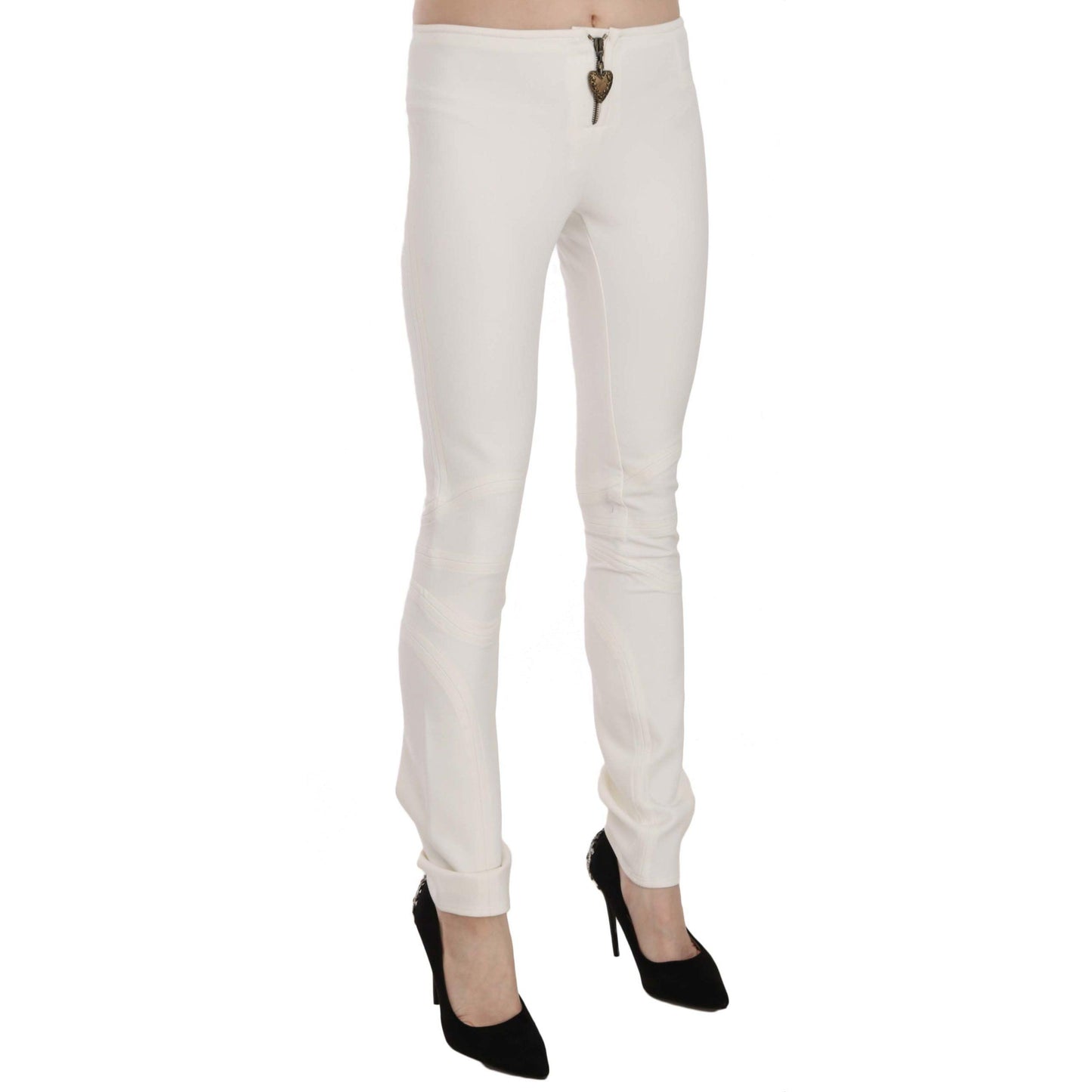 Just Cavalli White Mid Waist Skinny Dress Trousers Pants
