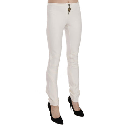 Just Cavalli White Mid Waist Skinny Dress Trousers Pants