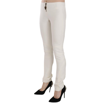 Just Cavalli White Mid Waist Skinny Dress Trousers Pants