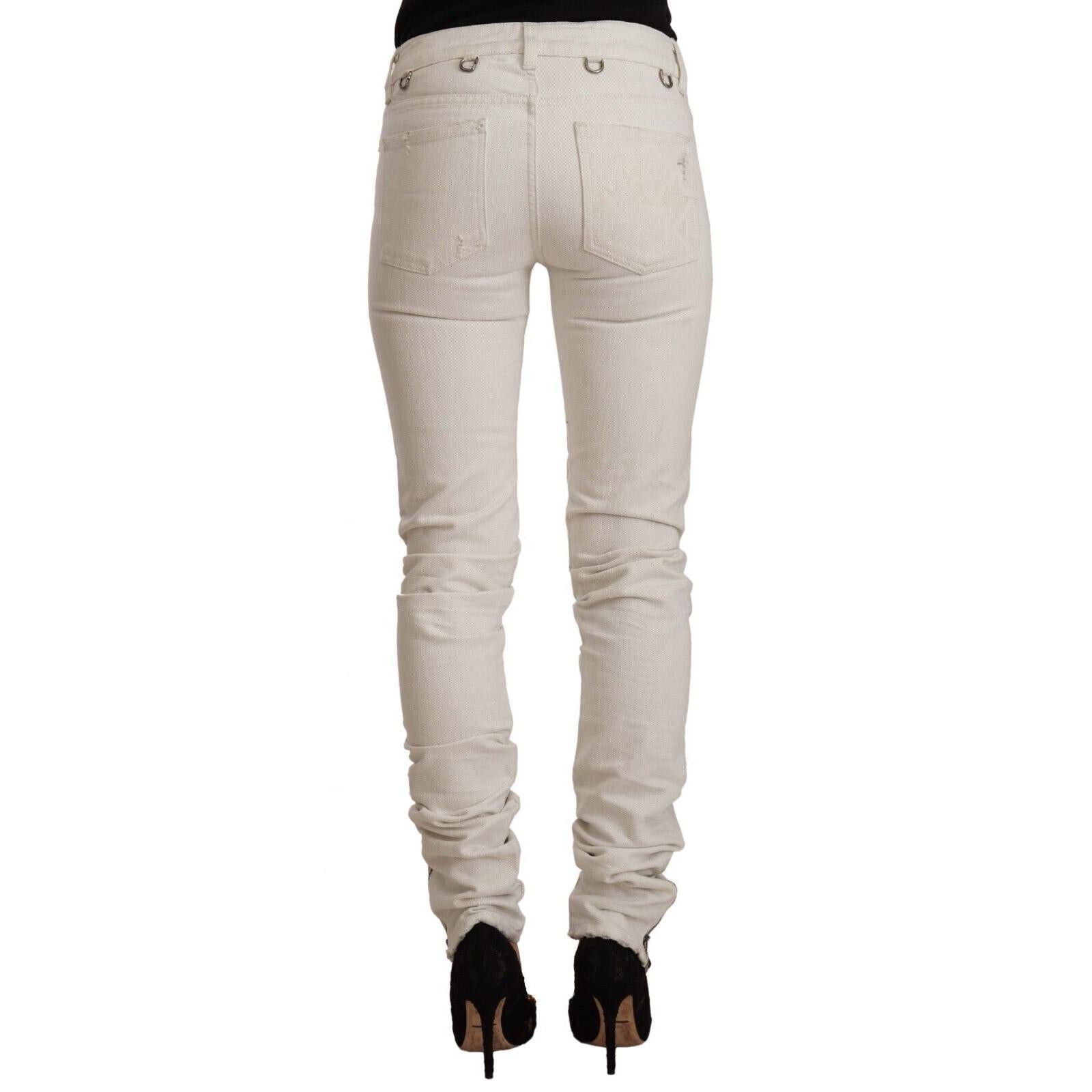 Karl Lagerfeld White Mid Waist Cotton Denim Slim Fit Jeans