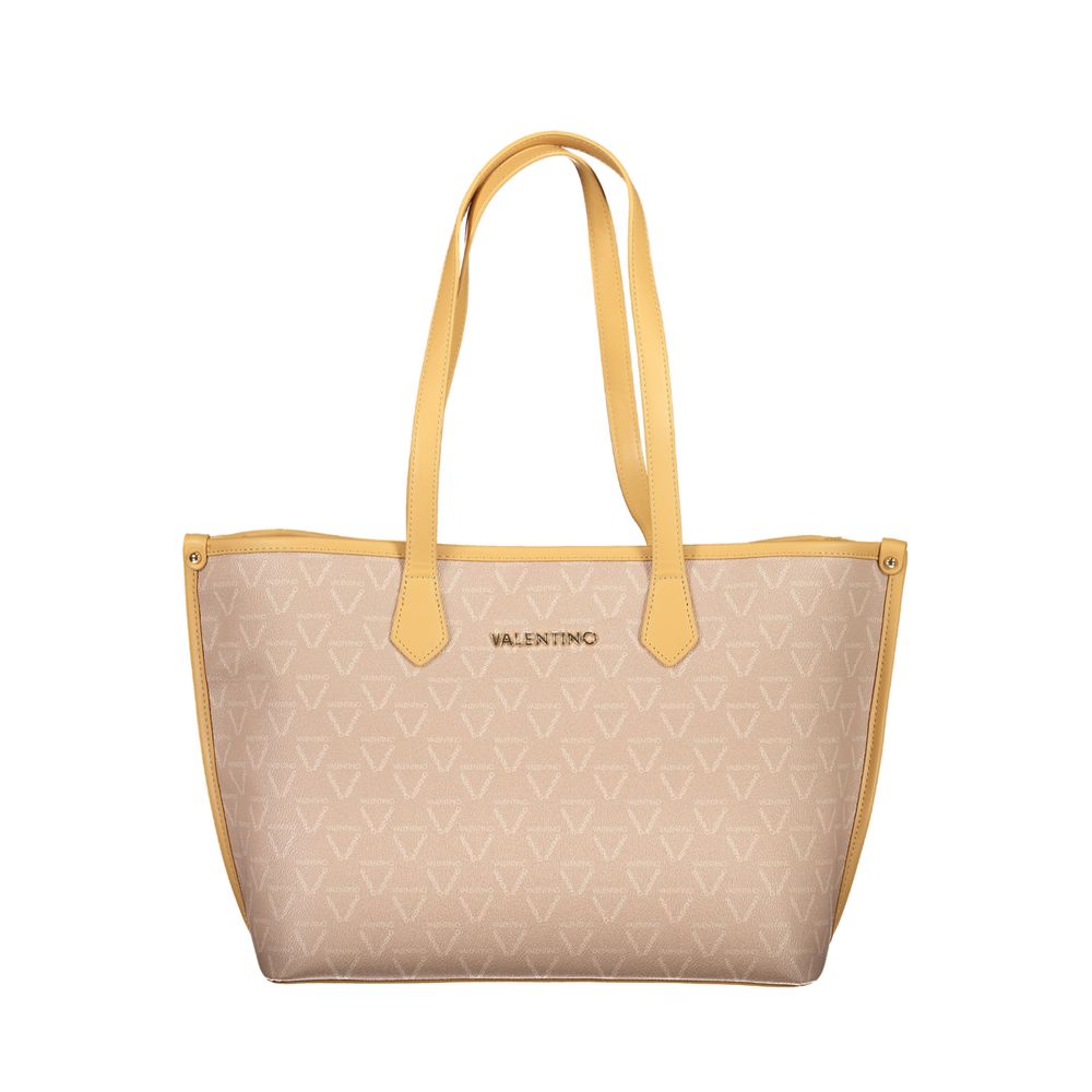 Mario Valentino Beige Polyurethane Women's Bag with Central Pocket and Zip Closure