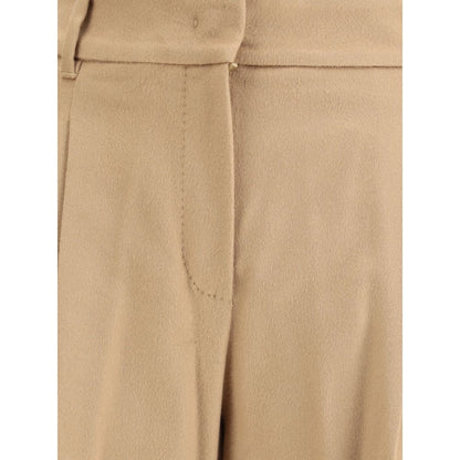 Max Mara Beige Fleece Wool Casual Pants