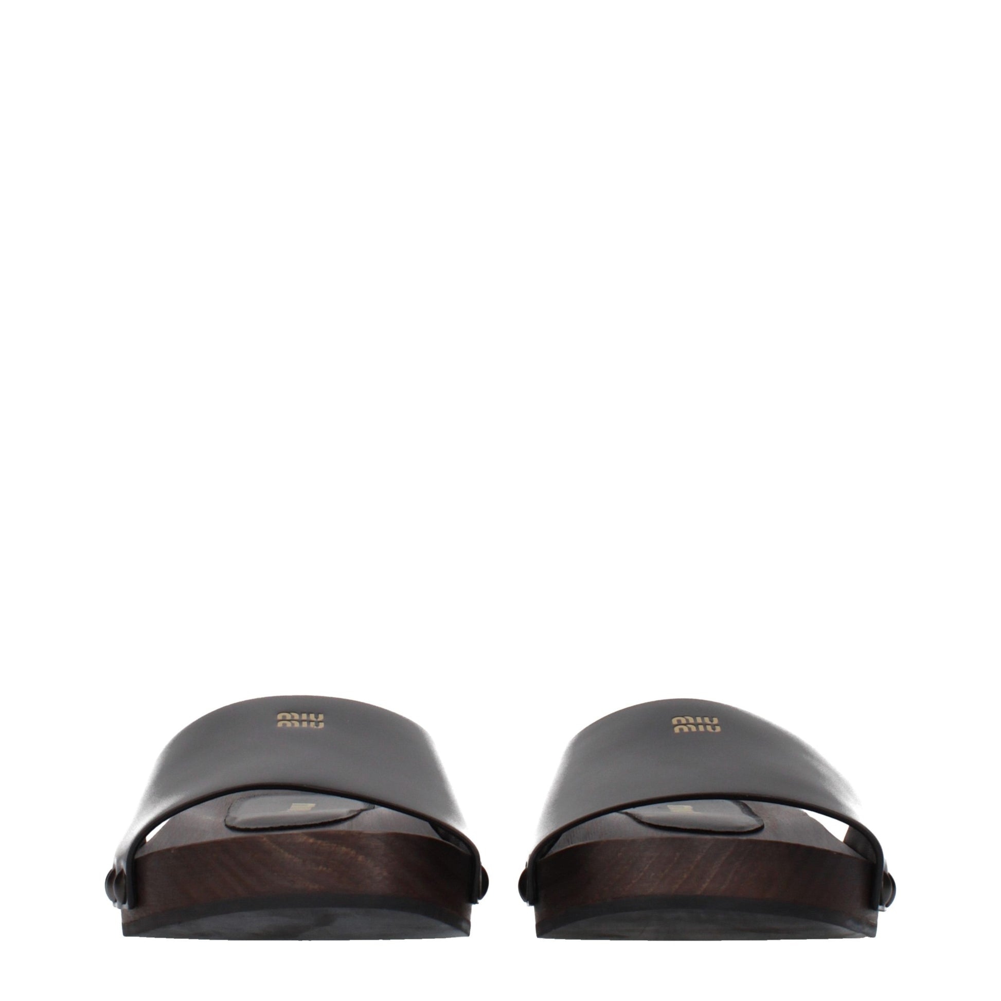 Miu Miu Black Leather Slippers