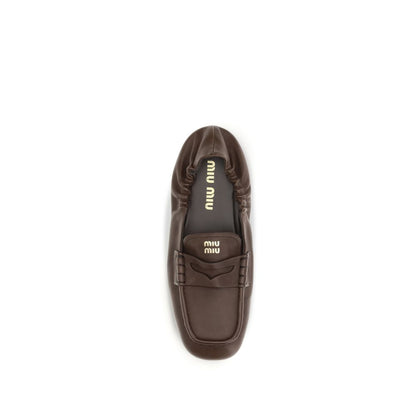 Miu Miu Brown Lamb Ovis Aries Aries Slip-On Loafers