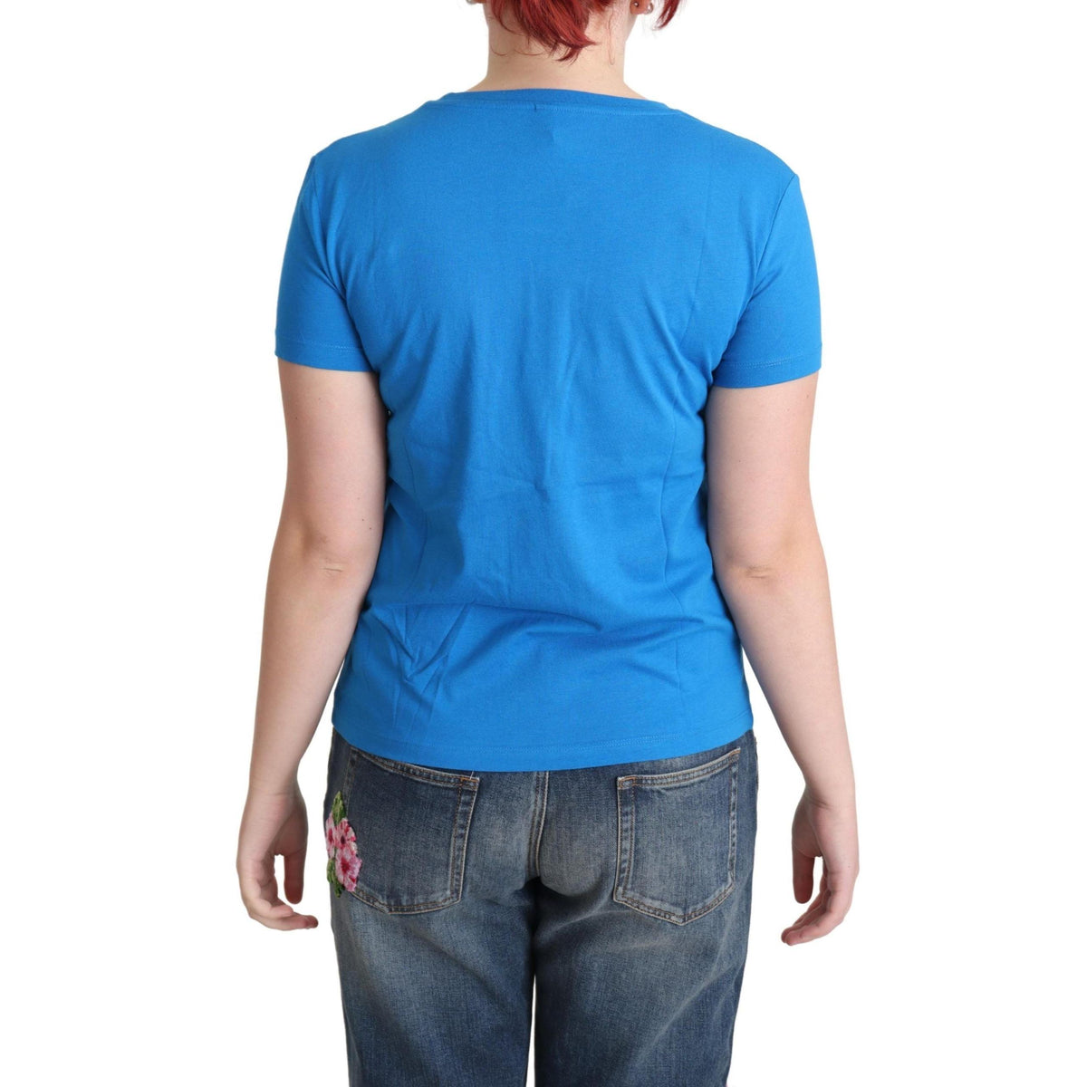 Moschino Blue Cotton Alphabet Letter Print Tops