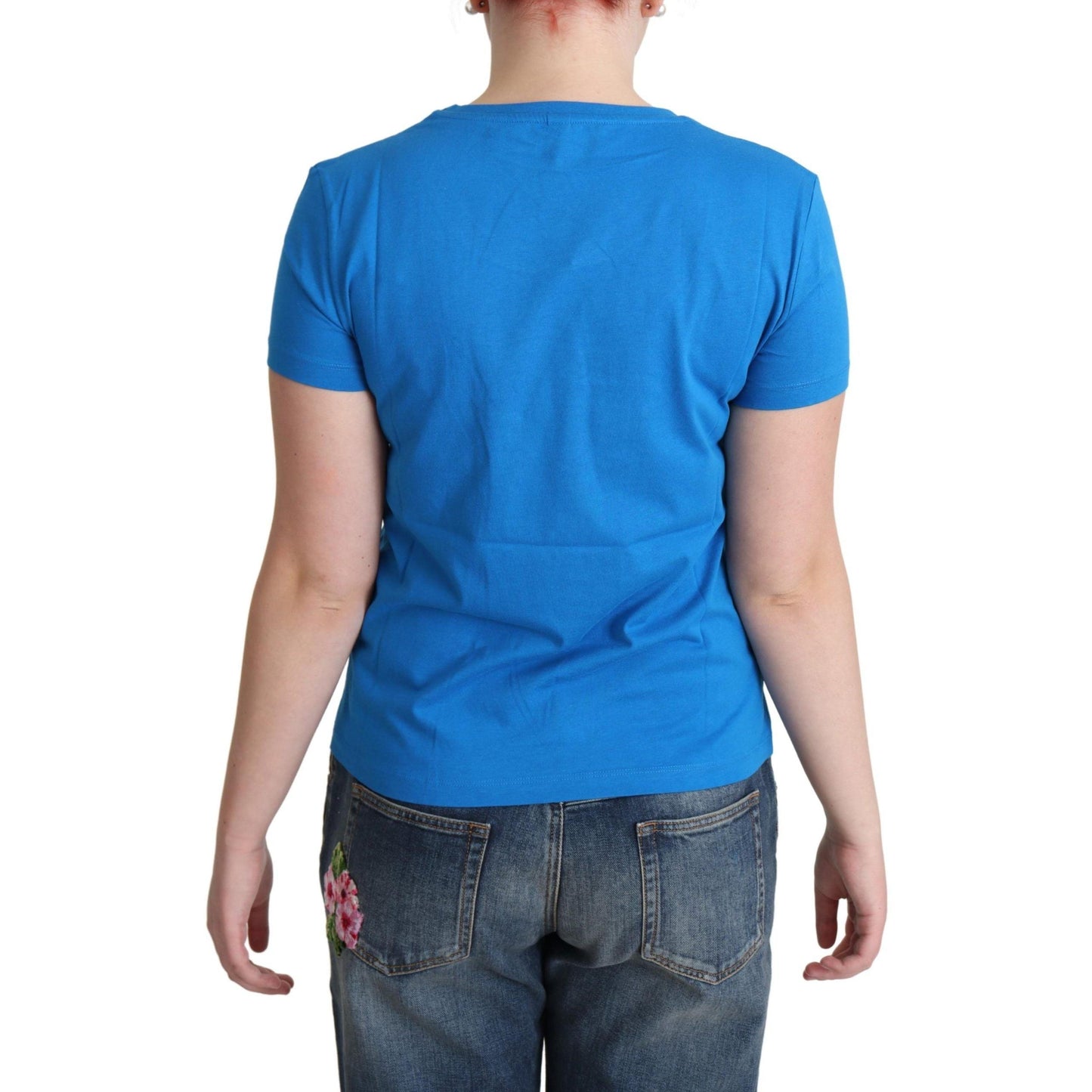 Moschino Blue Cotton Come Play 4 Us Print T-shirt