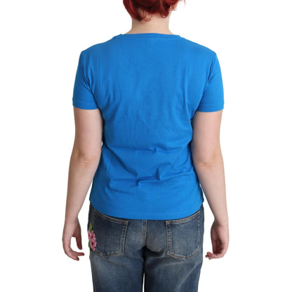 Moschino Blue Cotton Sunny Milano Print Tops T-shirt