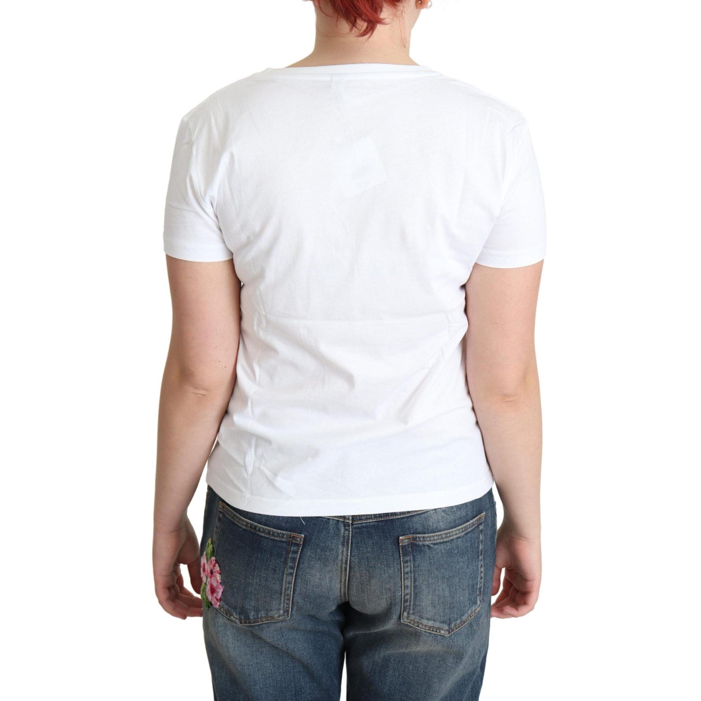 Moschino White Cotton Come Play 4 Us Print Tops T-shirt