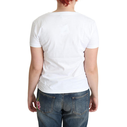 Moschino White Cotton Come Play 4 Us Print Tops T-shirt