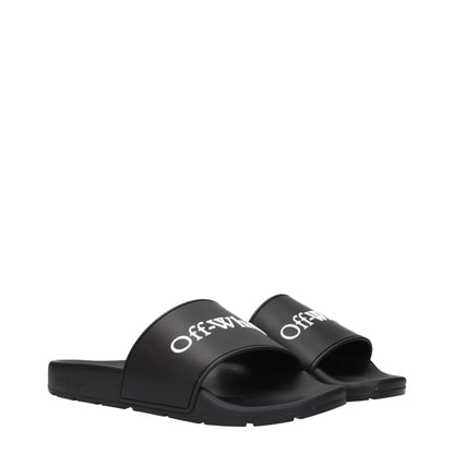 Off-White Black Cotton Slippers Sandals