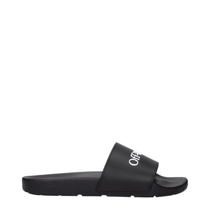 Off-White Black Cotton Slippers Sandals