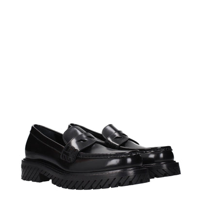 Off-White Black Leather Slip-On Loafers