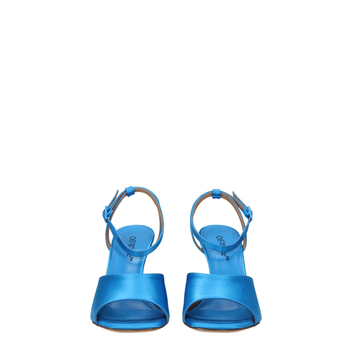 Off-White Blue Satin Stiletto Heels Sandals