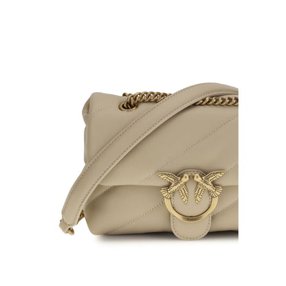 PINKO Beige Calf Leather Bos Taurus Shoulder Bag