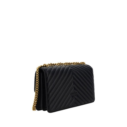 PINKO Black Calf Leather Bos Taurus Shoulder Bag