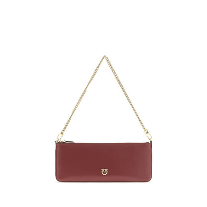 PINKO Bordeaux Calf Leather Bos Taurus Shoulder Bag