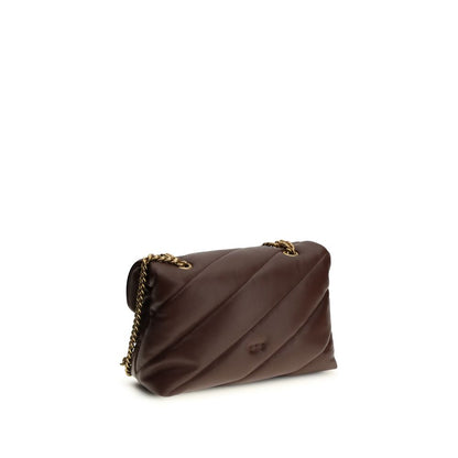 PINKO Brown Calf Leather Bos Taurus Shoulder Bag
