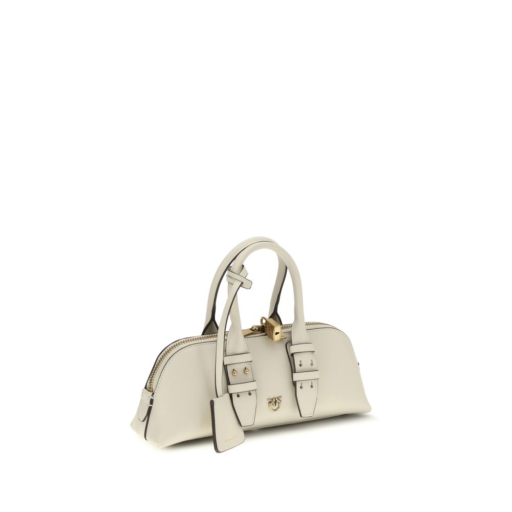 PINKO Cream Calf Leather Bos Taurus Handbag
