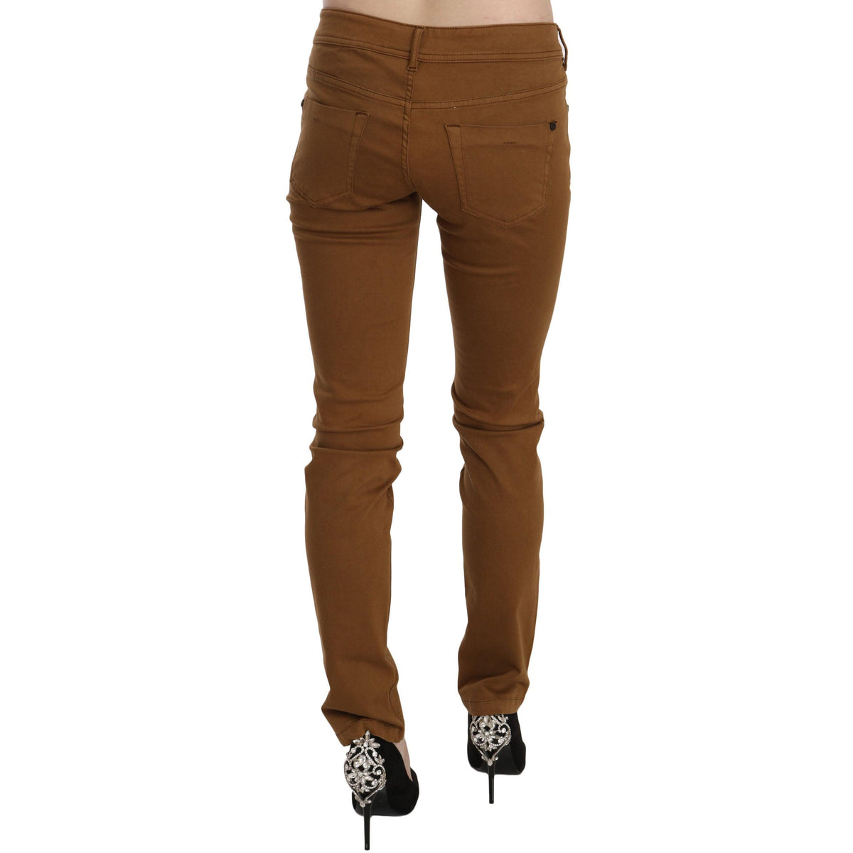 PLEIN SUD Brown Cotton Mid Waist Skinny Slim Fit Denim Jeans