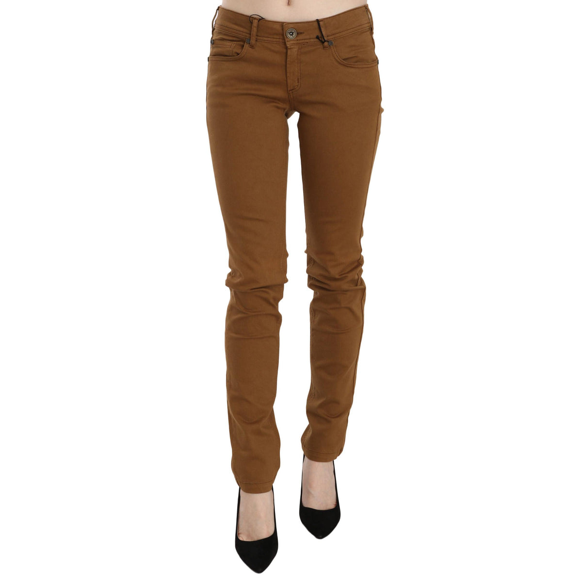 PLEIN SUD Brown Cotton Mid Waist Skinny Slim Fit Denim Jeans