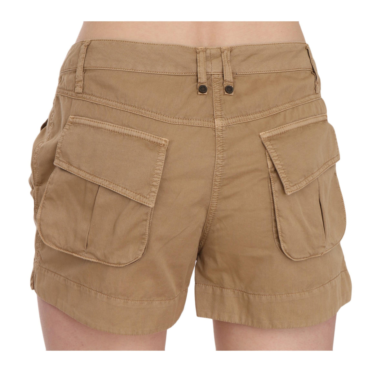 PLEIN SUD Brown Mid Waist 100% Cotton Mini Shorts