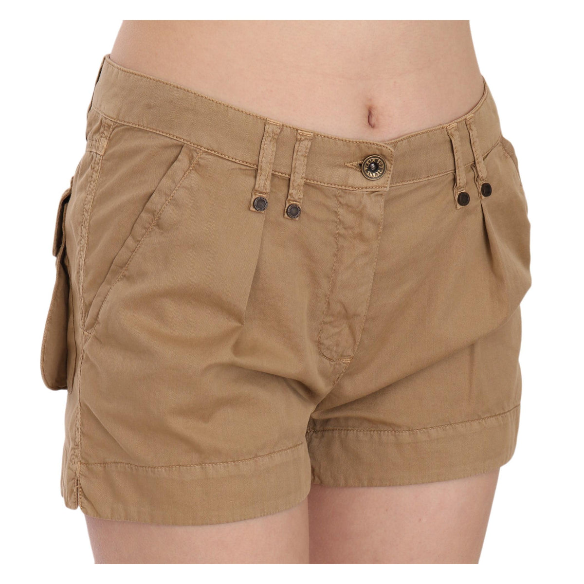 PLEIN SUD Brown Mid Waist 100% Cotton Mini Shorts