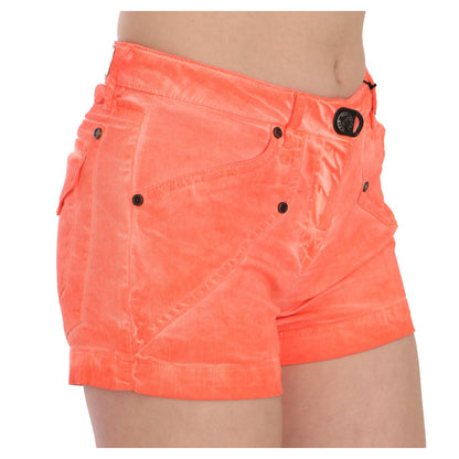 PLEIN SUD Orange Mid Waist Cotton Denim Mini Shorts