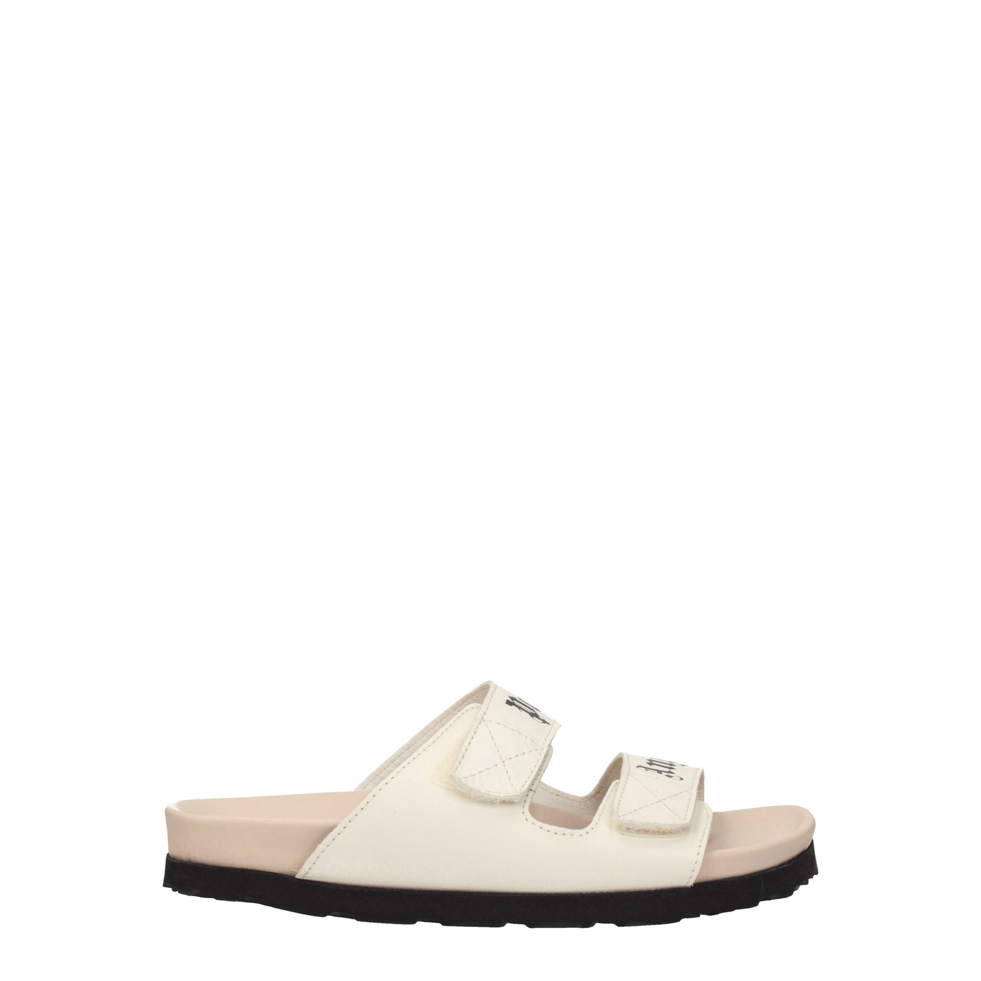 Palm Angels Beige Leather Flat Sandals