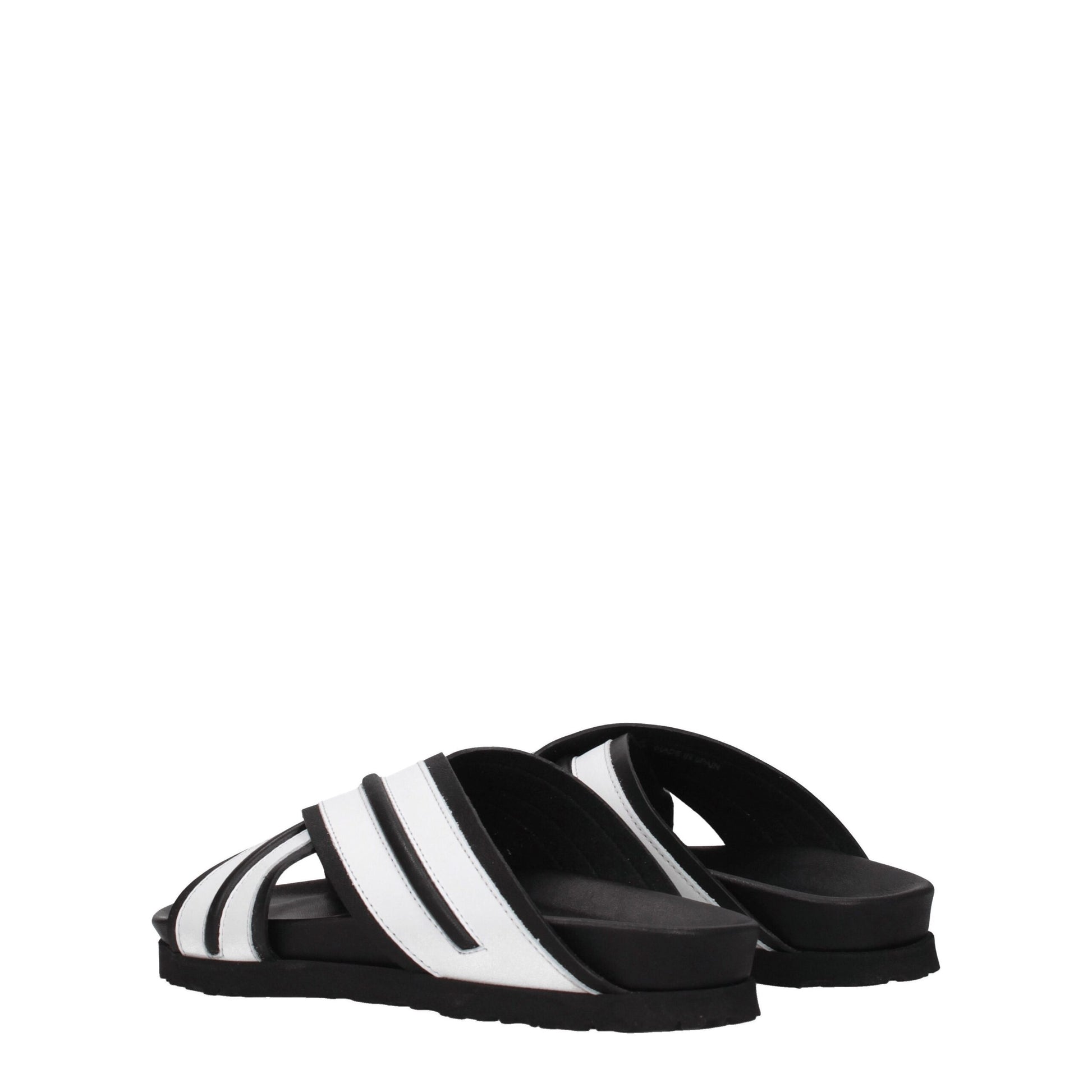 Palm Angels White Leather Slippers Sandals