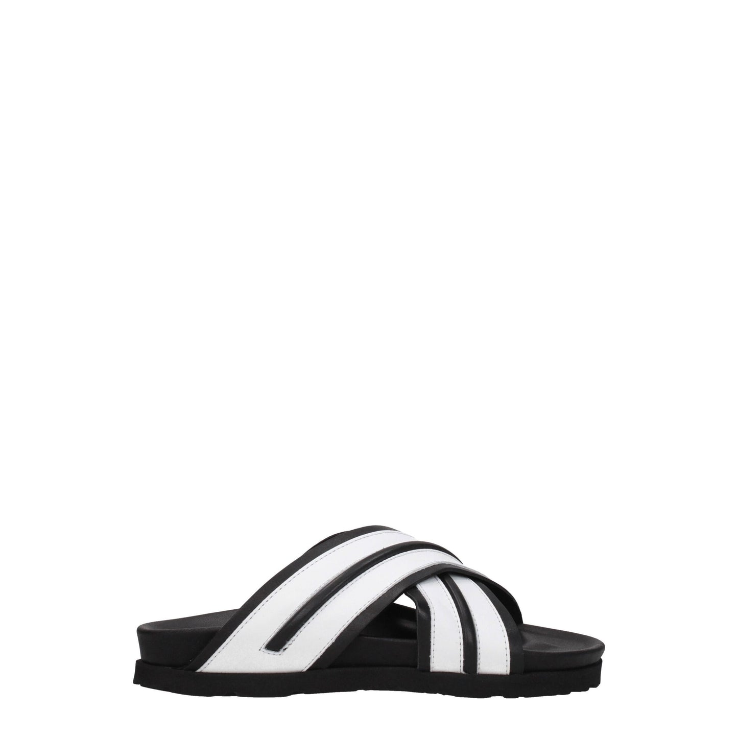 Palm Angels White Leather Slippers Sandals