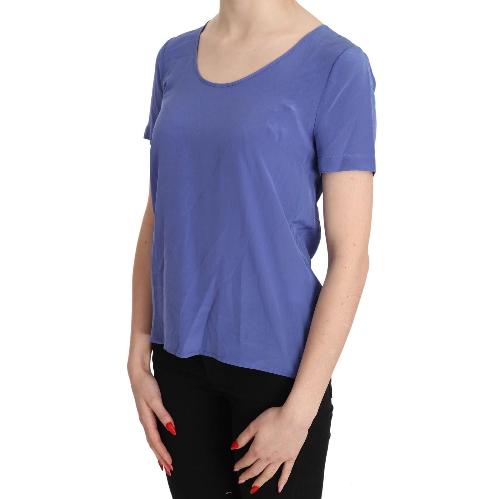 Patrizia Pepe Silk Purple Short Sleeve Casual Top Blouse