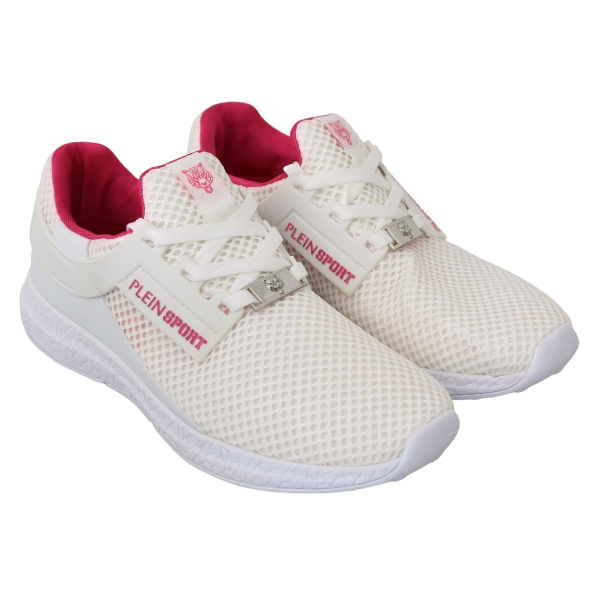 Philipp Plein White Pink Polyester Becky Sneakers Shoes