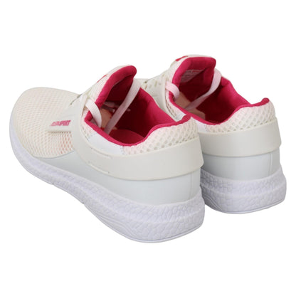 Philipp Plein White Pink Polyester Becky Sneakers Shoes