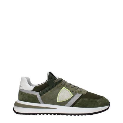 Philippe Model Green Leather Athletic Sneakers