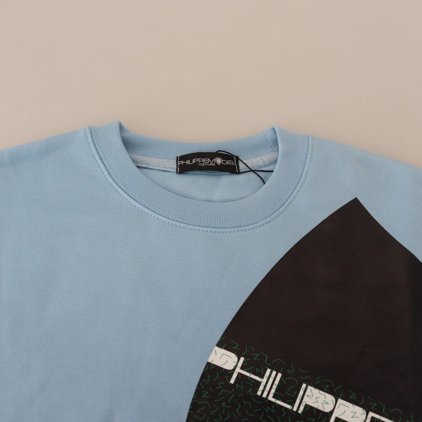 Philippe Model Light Blue Logo Printed Long Sleeves Sweater