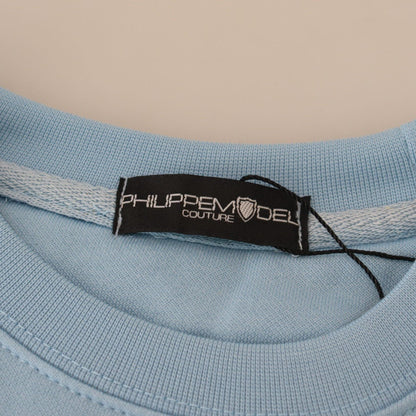 Philippe Model Light Blue Logo Printed Long Sleeves Sweater