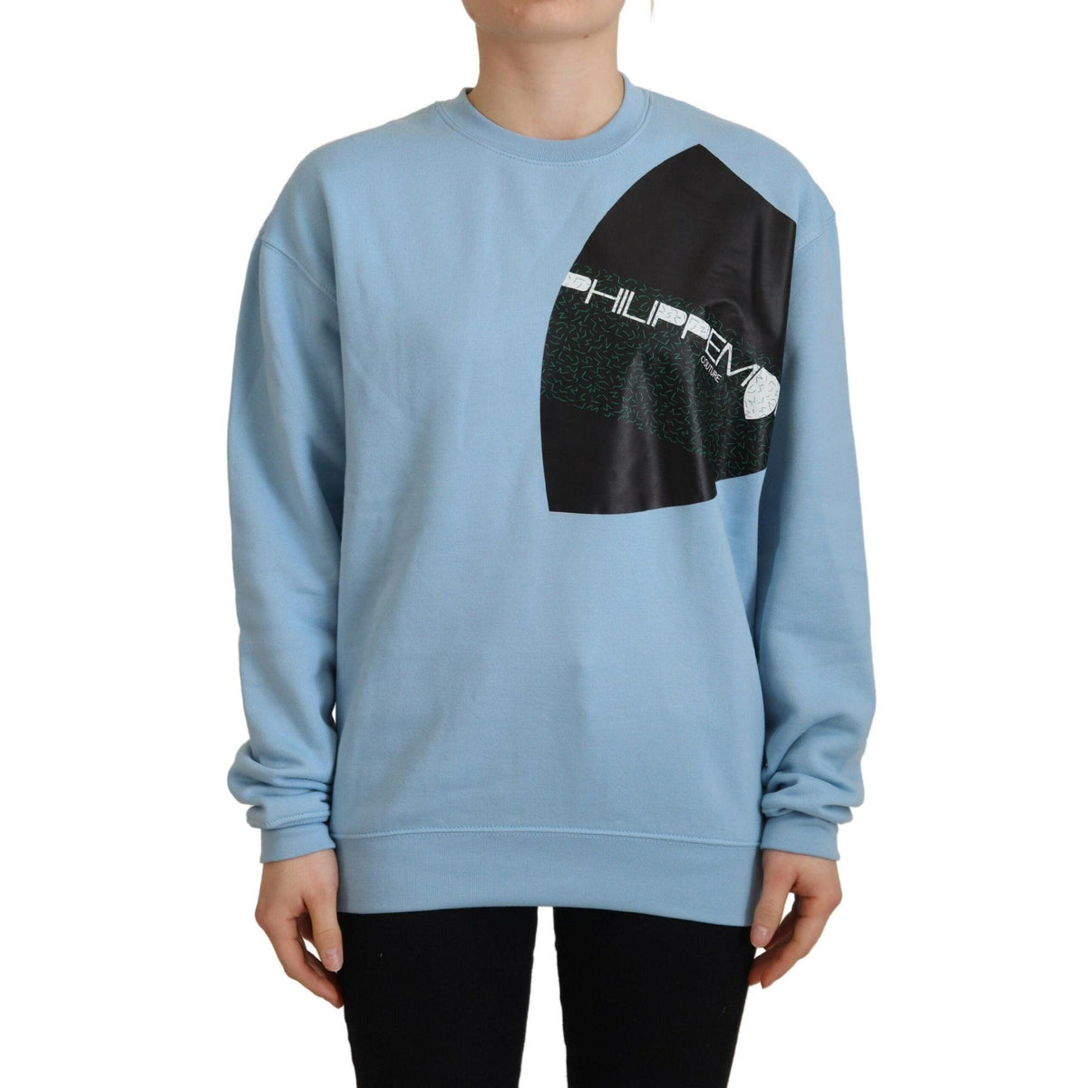Philippe Model Light Blue Logo Printed Long Sleeves Sweater