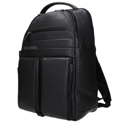 Piquadro Black Leather Backpacks
