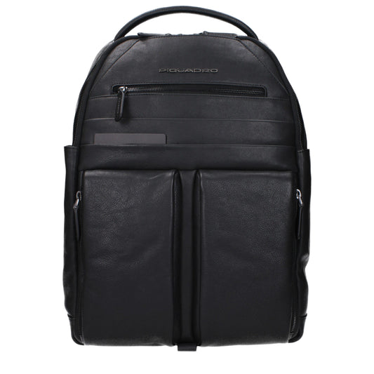 Piquadro Black Leather Backpacks
