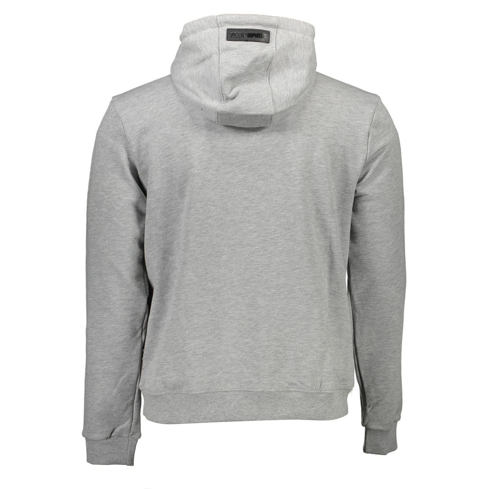 Plein Sport Gray Cotton Men Hooded Sweatshirt
