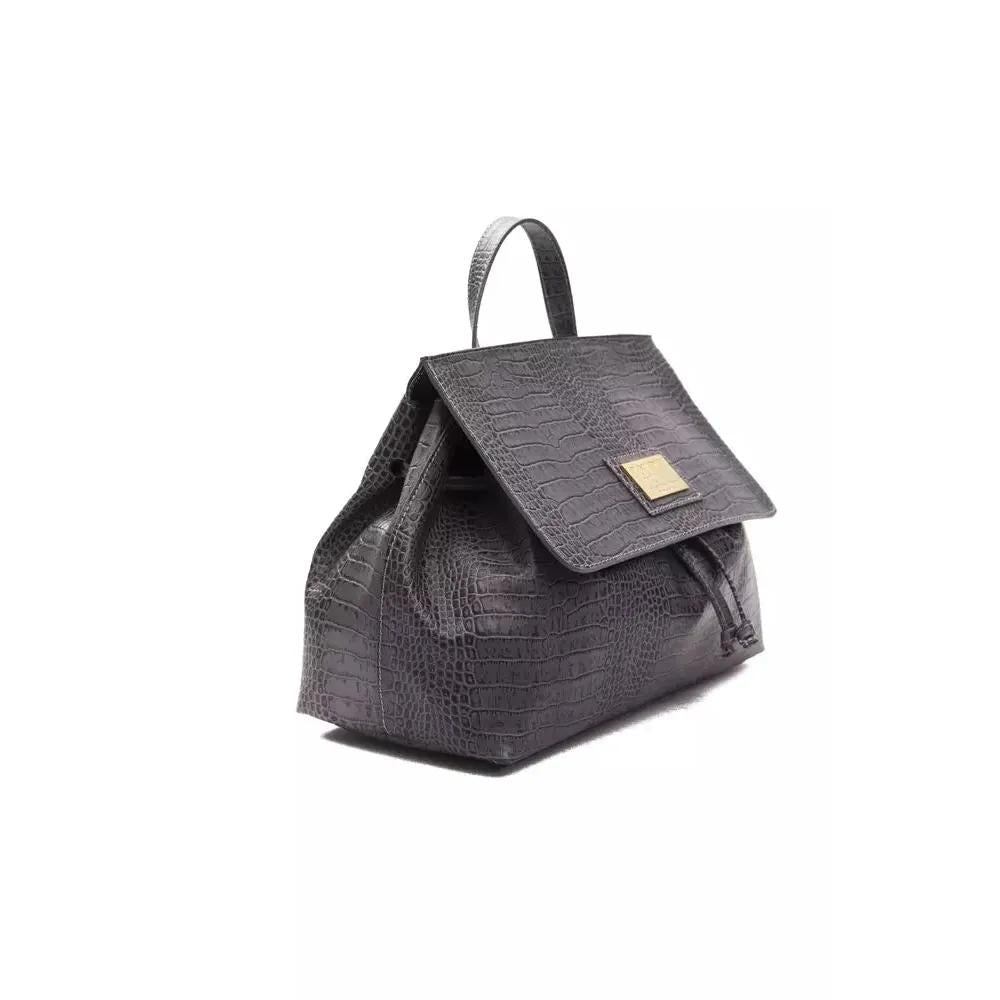Pompei Donatella Gray Leather Women Shoulder Bag
